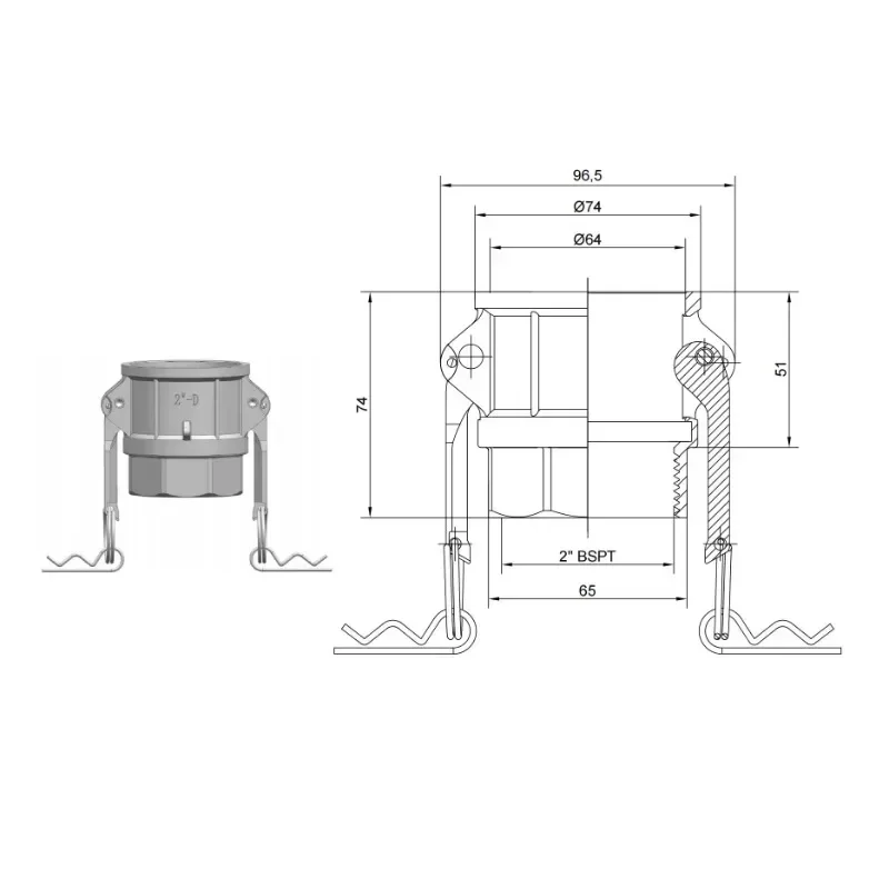 

DN50 Type D 304 Stainless Steel Quick Connect Fitting 2 Inch Heavy Duty Coupling for Home Workshop Air Compressors