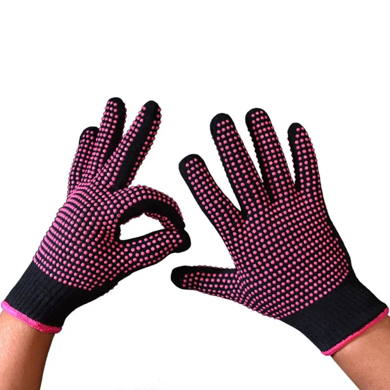 300 Centigrade Heat Resistant BBQ Gloves Cotton Silicone Non-Slip Hair Styling