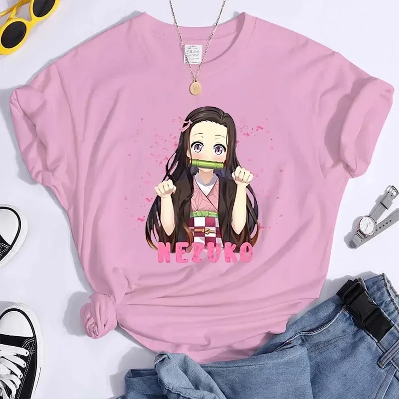 Anime Cosplay Kamado Nezuko Sport Jogging T Shirt Women's Fashion Anime T-shirts Short Sleeve Shirts Y2k Summer T-shirts