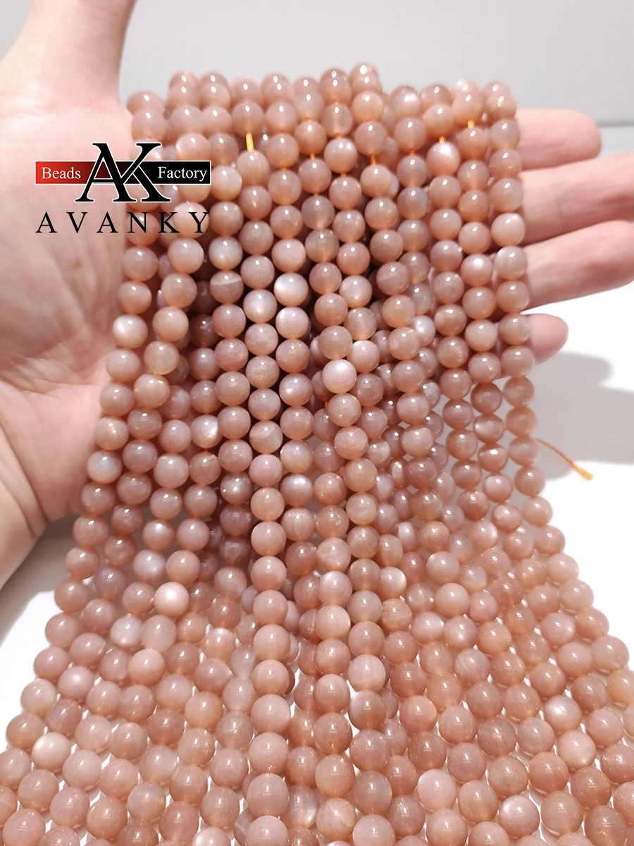 Natural Faceted Sunstone Round Loose Beads 15