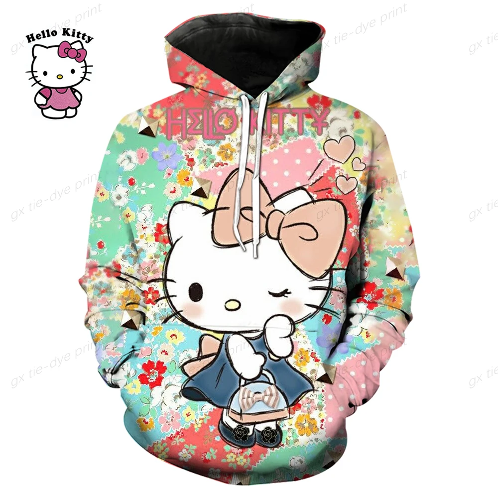 Children's Hoodies Child Sweatshirt Girls Cute Cartoon Hello Kitty Kuromi and Friend Sanrio Animal Printed Pullover Kids Clothes