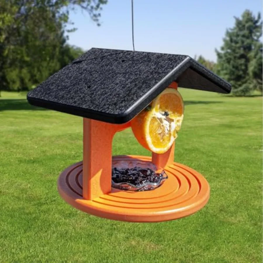 Baroque Beauty Hanging Oriole Feeder 9.25" x 7.75" x 7.25" High Density Poly Resin Holds 2 Orange Slices and Jelly Eco-Friendly view 6