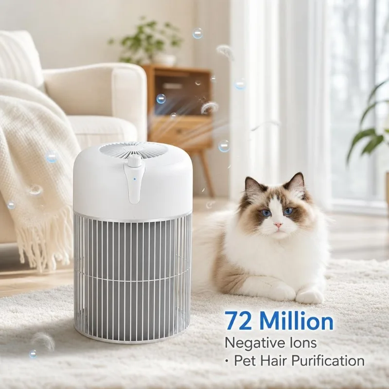 Purificateurs d'air pour la maison, filtre HEPA pour animaux de compagnie 360 °   Capture les poils d'animaux, les squames, les odeurs, stérilisation UVC, ions négatifs, purificateur d'air silencieux