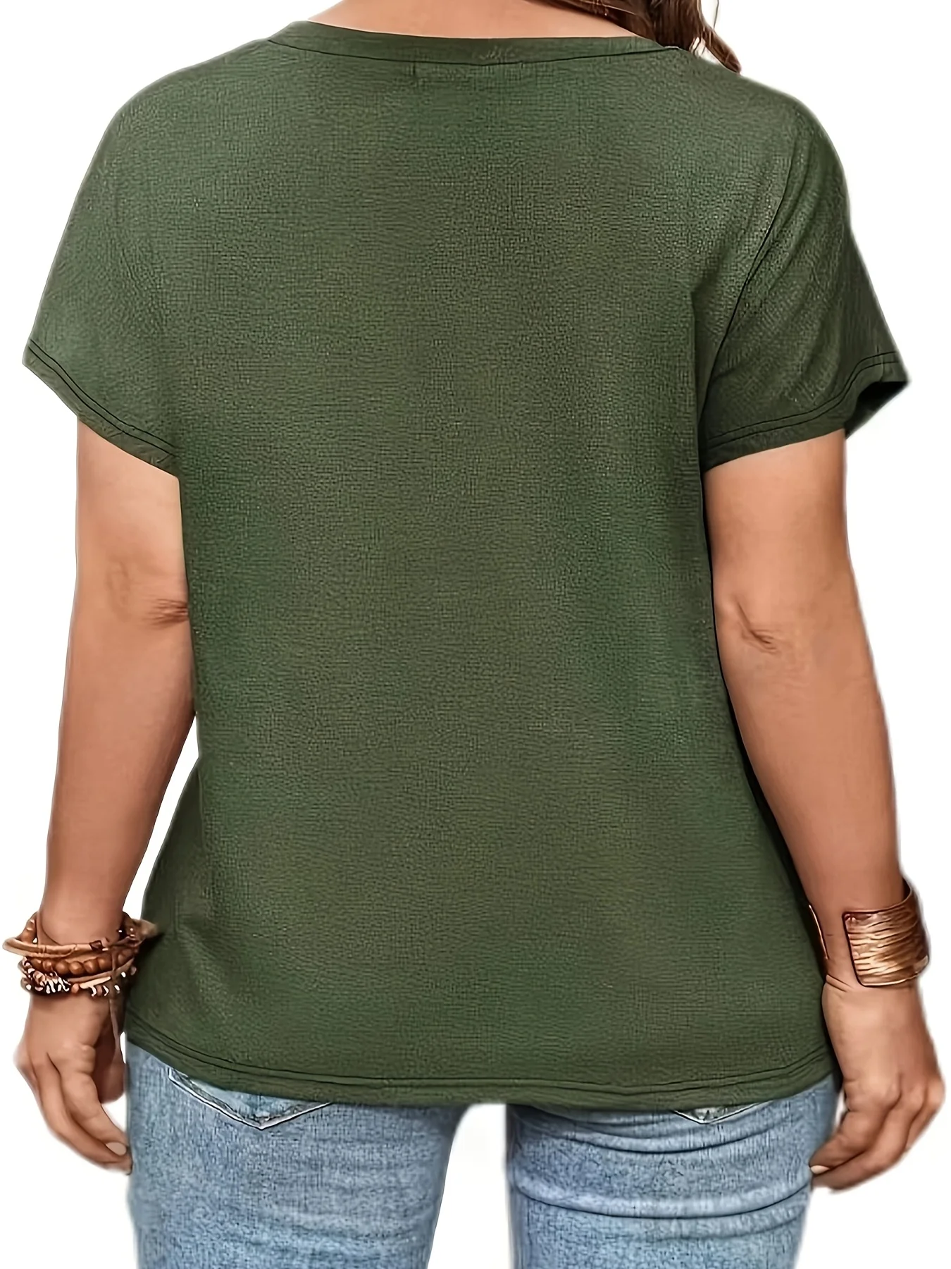 T-shirt manches courtes pour femmes, grande taille, Europe et États-Unis, printemps et été, bouton document solide, 2025