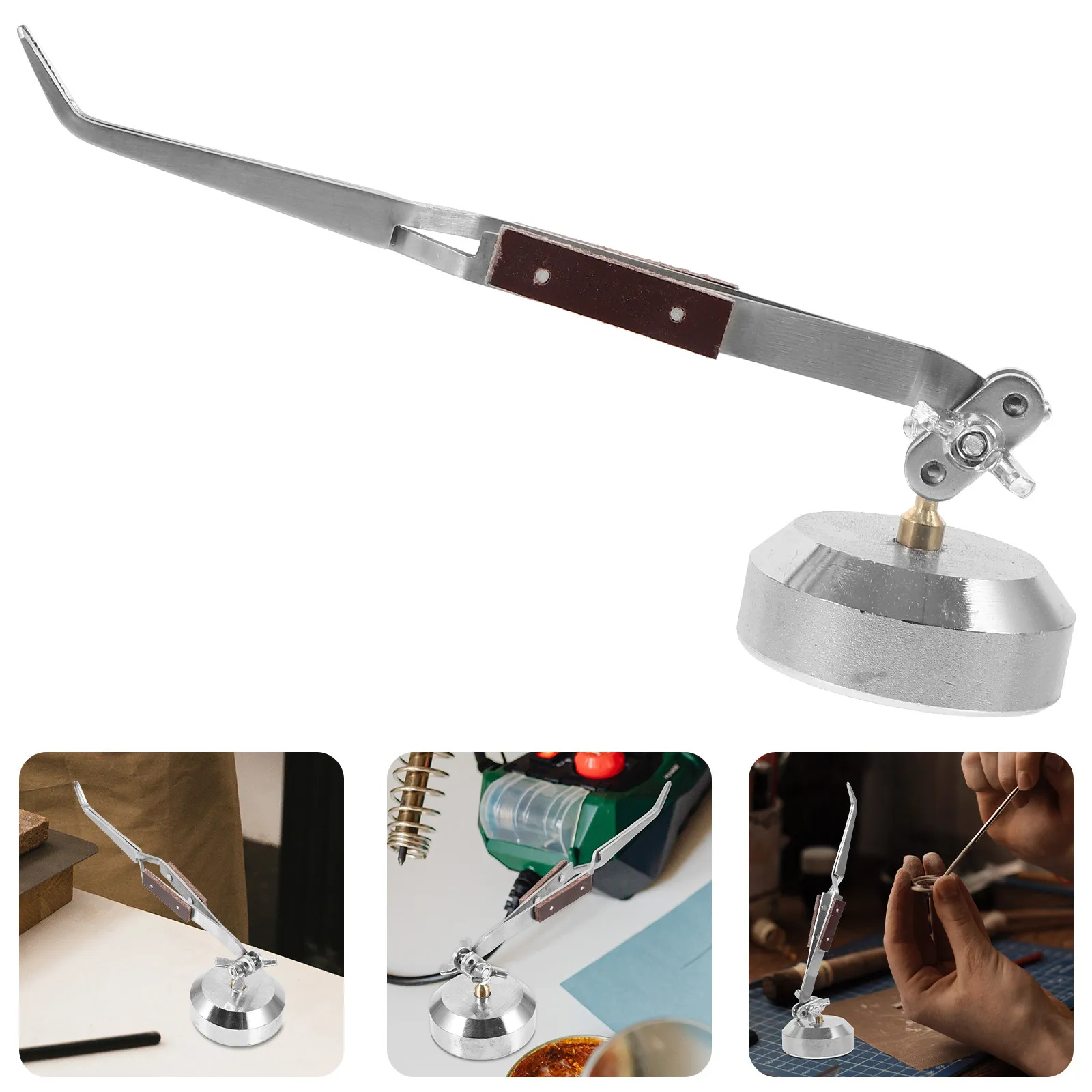 

Third Hand Tweezers Desktop Soldering Tool Bent Tip Heavy Duty Clamp Jewelry Making Welding Precision Tweezer Multi-Purpose