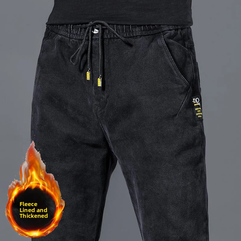 

Мужская рабочая одежда Свободные джинсы на подкладке Fce Зимние теплые износостойкие повседневные прямые брюки с несколькими цветами