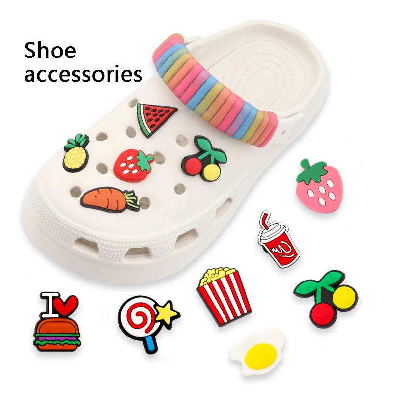 1Pcs Kawaii Accessories PVC Food Decoration Watermelon Pins For Cute Fruit Hole Shoes Charms Gift For Kids Adult Sandals Slipper