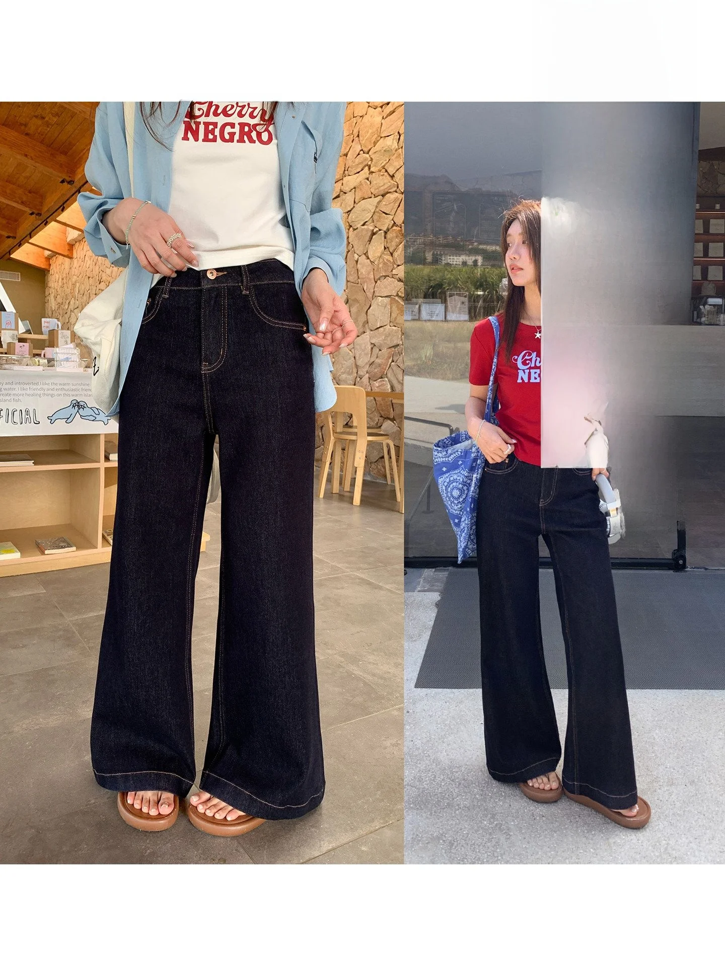 

Джинсы Sisilyon Slimming Model, весенне-летние, с высокой талией, микро-клеш, из смесового хлопка, комфортные, мягкие, для повседневной носки, темно-синие