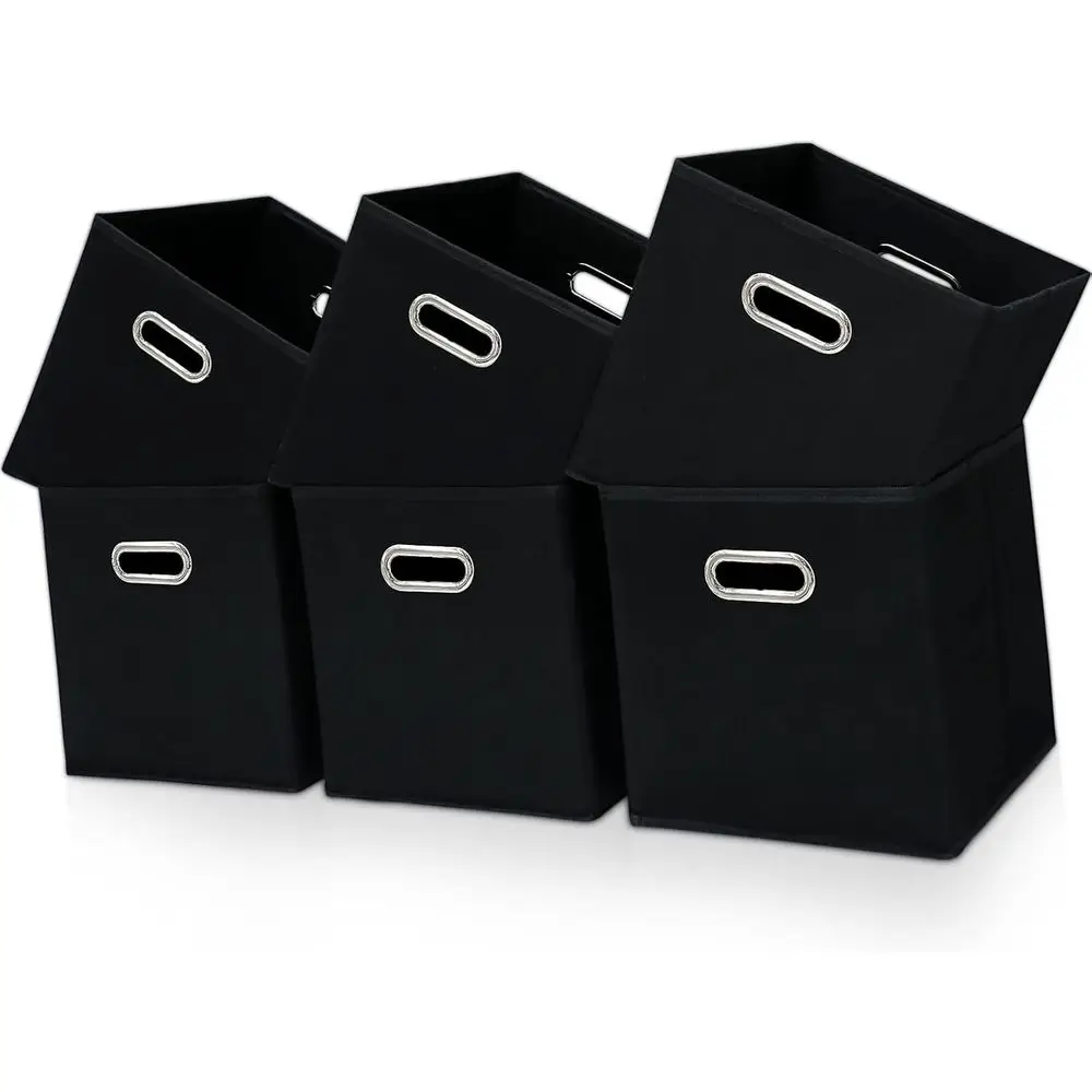 

Черные тканевые контейнеры для хранения Cubby, 13x13x13 дюймов, складные органайзеры-кубы с двумя ручками, тканевые коробки для хранения
