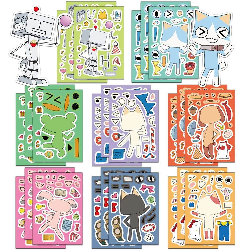8PCS Creative Cat Cartoon Stickers Decorative Phone Cases, Notebook Water Cups DIY Personalized Waterproof Stickers