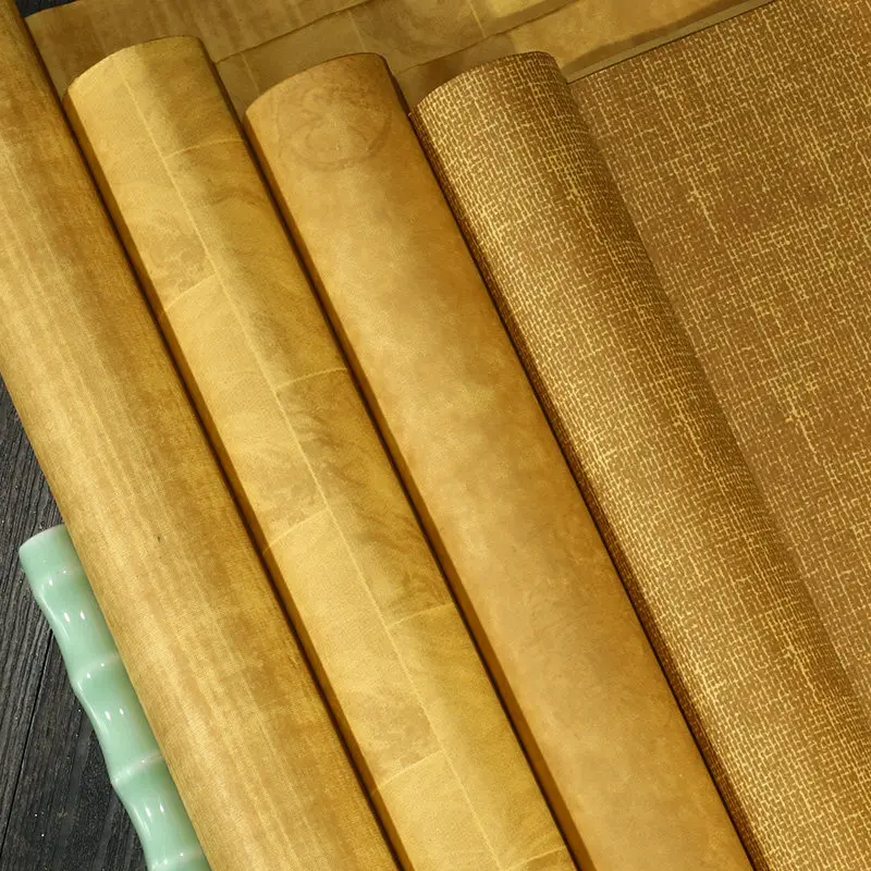 Half Raw Rice Paper Linen Texture Antique Vintage Imitate Silk Wax Dye Note Traditional Calligraphy Writing Creation Xuan Paper