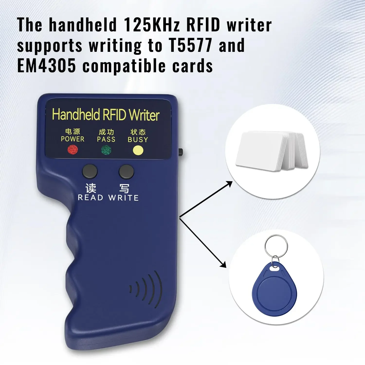 

DIXSG Handheld RFID Copier Card Reader Writer Duplicator Support EM5200 4100 EM4305/ T5577 Rewritable 125Khz Keyfob tag