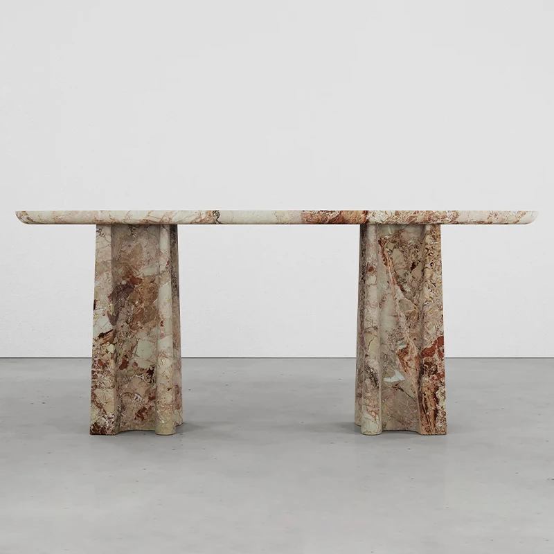 #Natural Stone dining Table Modern Organic Shape Marble End Table Special Carved Base Furniture for Villa Living Room