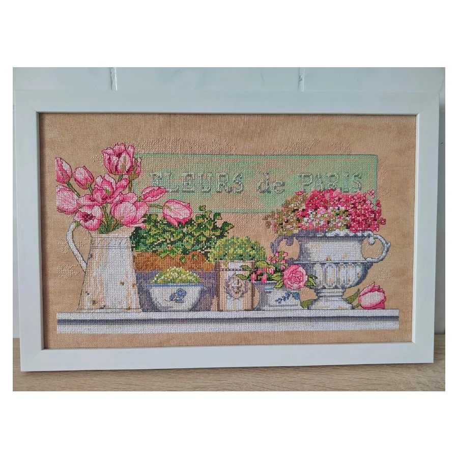 Amishop Top Quality Lovely Counted Cross Stitch Kit Flowers Of Paris Flower Dim 35204