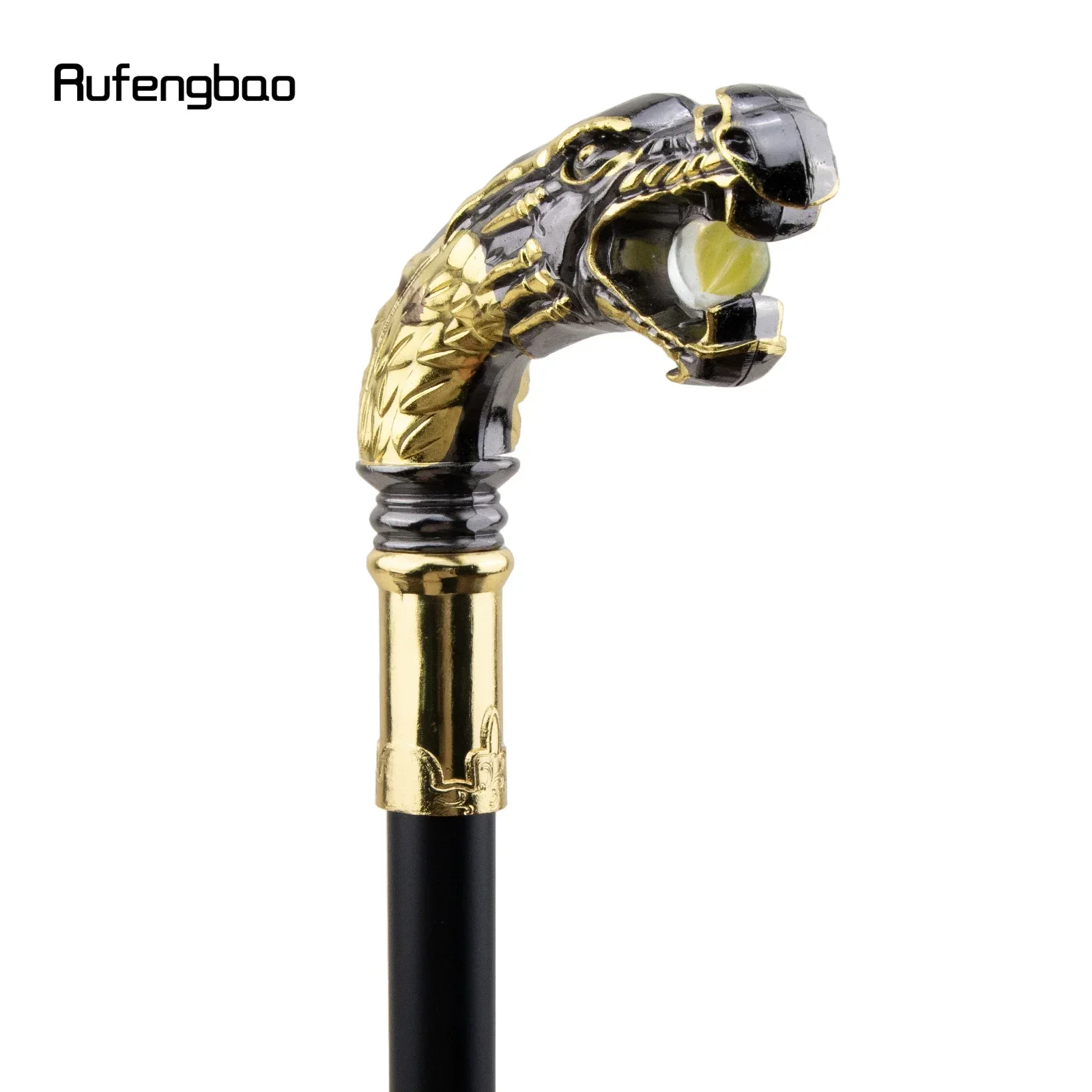 مقبض التنين الأسود الذهبي عصا المشي الفاخرة للحفلات أزياء أنيقة عصا المشي أداء المرحلة قصب 90 سنتيمتر