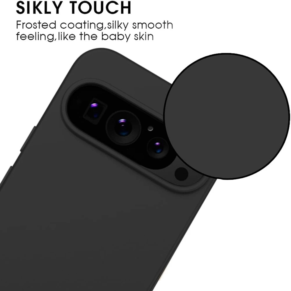 LUXURY MATTE SILICONE ULTRA THIN SOFT CASE FOR GOOGLE PIXEL 9 PRO XL 8 8A SOLID BLACK FROSTED SHELL FOR GOOGLE 8 PRO 9PRO XL 9XL