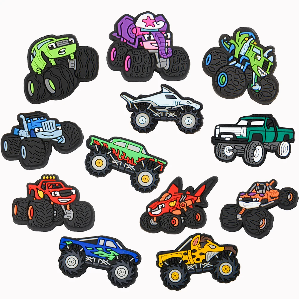 1pcs Cartoon Funny Cars Shoe Charms Colorful Accessries For Men Women Clog Shoe Decoration Party Favor