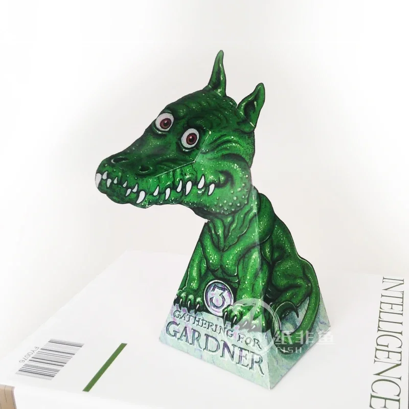 DIY Optical Illusions Green Dragon Ornaments Folding Cute Mini 3D Paper Model Papercraft Kids Adult Handmade Craft Toys ER-076