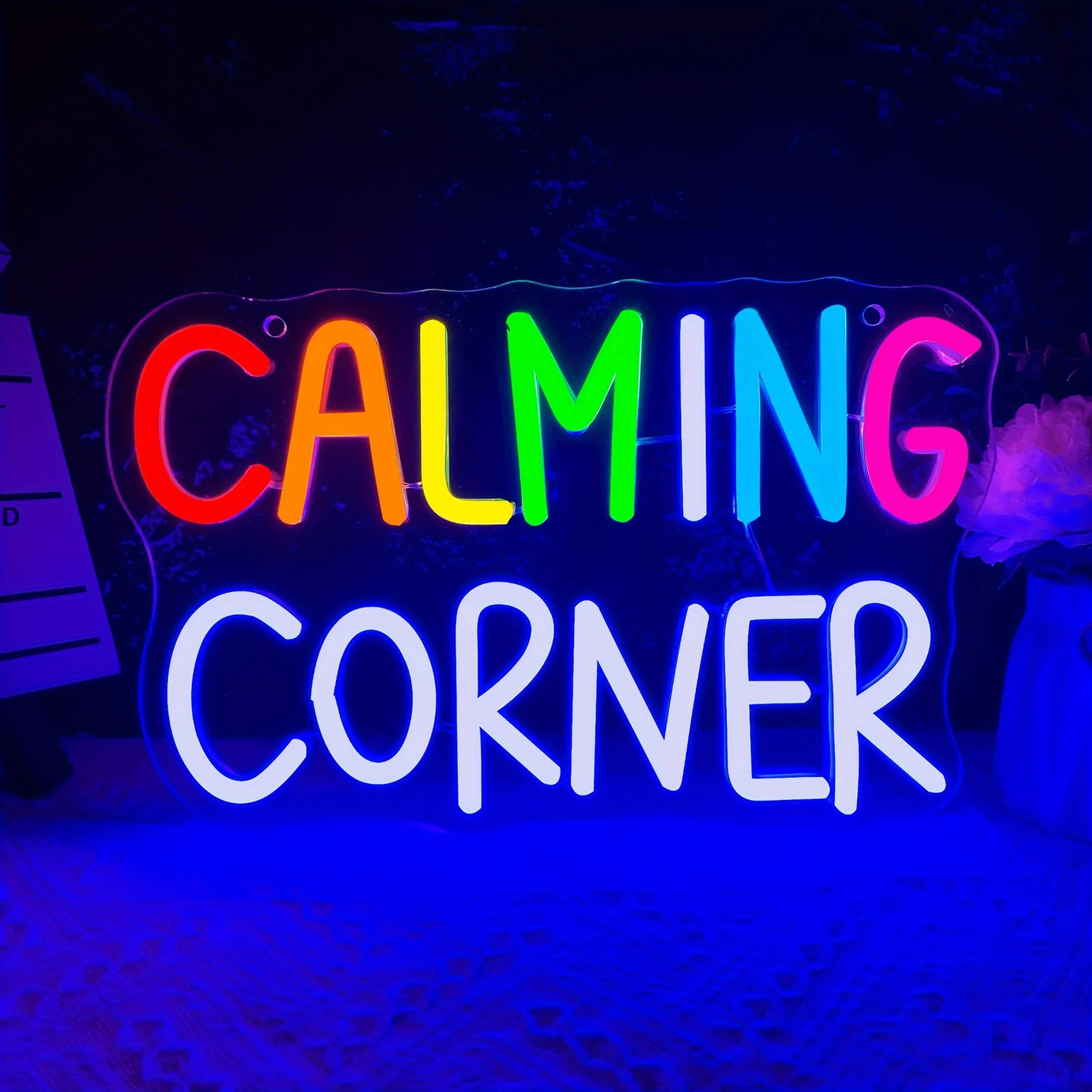 

Успокаивающий угловой Радужный светодиодный неоновый светильник для декора текста для дома и офиса, простой в установке настенный художественный декор для неоновой комнаты