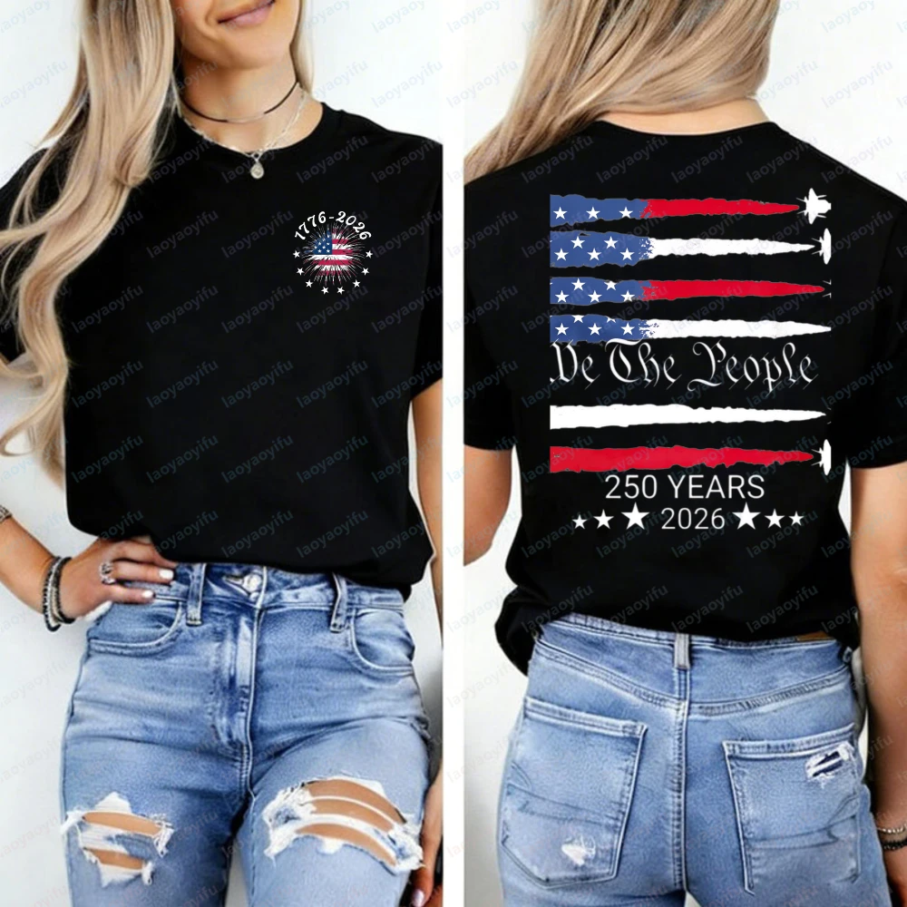 

We The People Anniversary Independence Day Freedom Patriotic Graphic T Shirts Harajuku Oversized T Shirt High Quality Cotton Top