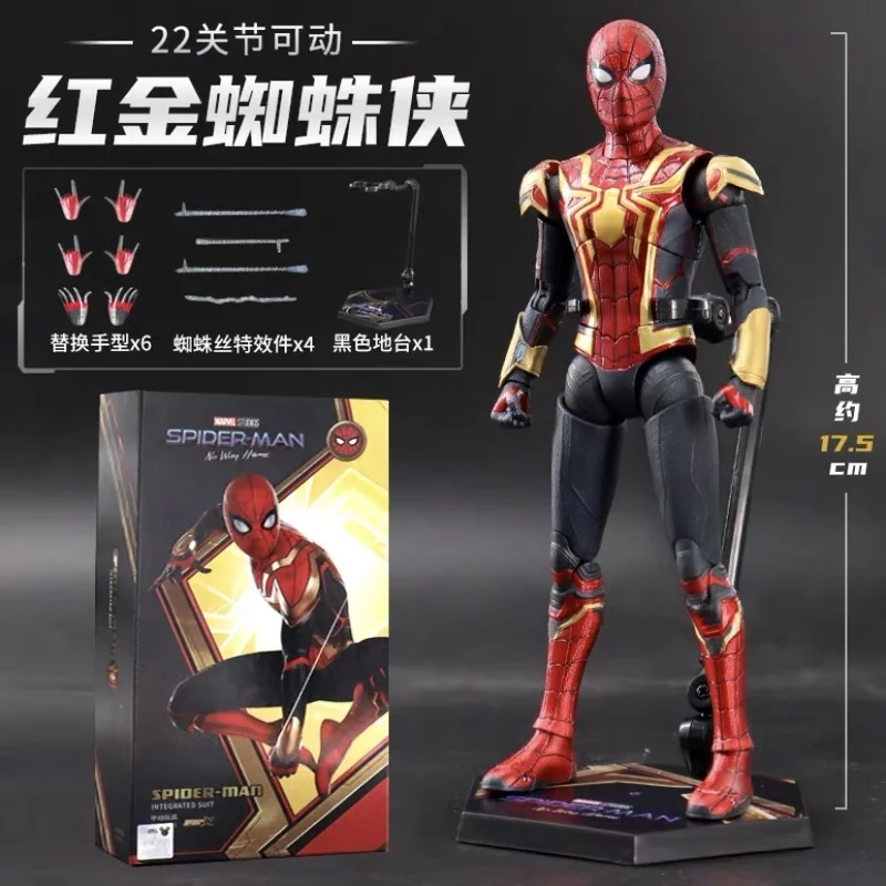 

Chinese anime Marvel Avengers Red and Gold Spider-Man anime character articulated figurine toy collectible model doll In stock