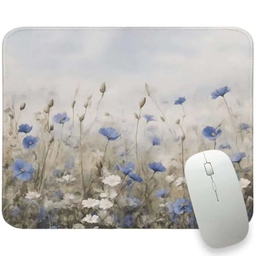 

Blue Flroal Mouse Pad, Vintage Motif Small Mouse Pad, Watercolor Blue and White Floral Travel Mousepads, Summer Spring Desk Dec