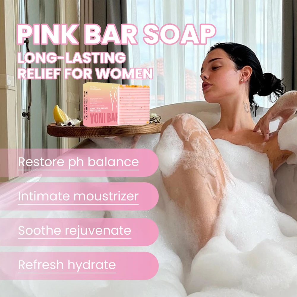 Jabón Yoni de 100g para limpieza del cuidado vaginal, equilibrio de Ph, fresa, elimina el olor, partes privadas femeninas profundas, jabón hecho a mano