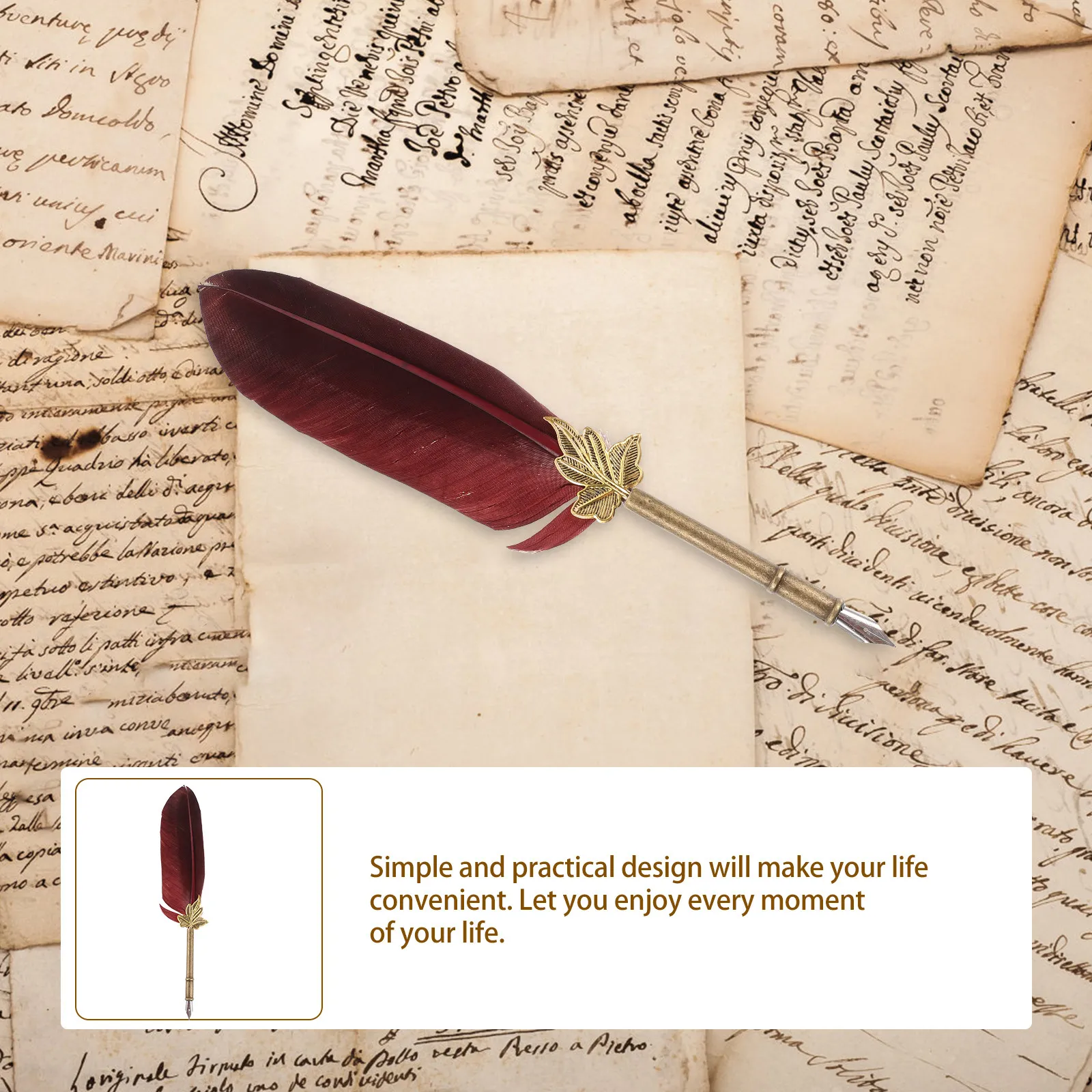 Office Calligraphy Dip Pen Premium Reusable Quill Style Pen with Smooth Polished Metal Plume Body Ideal for Writing Signing view 2