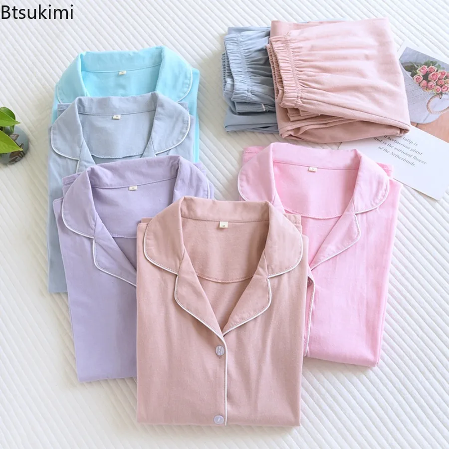 New Spring and Autumn Women's Pajamas Pure Cotton Long-sleeved Thick Warm Home Service Suit Solid Color Cardigan Sleepwear Lady