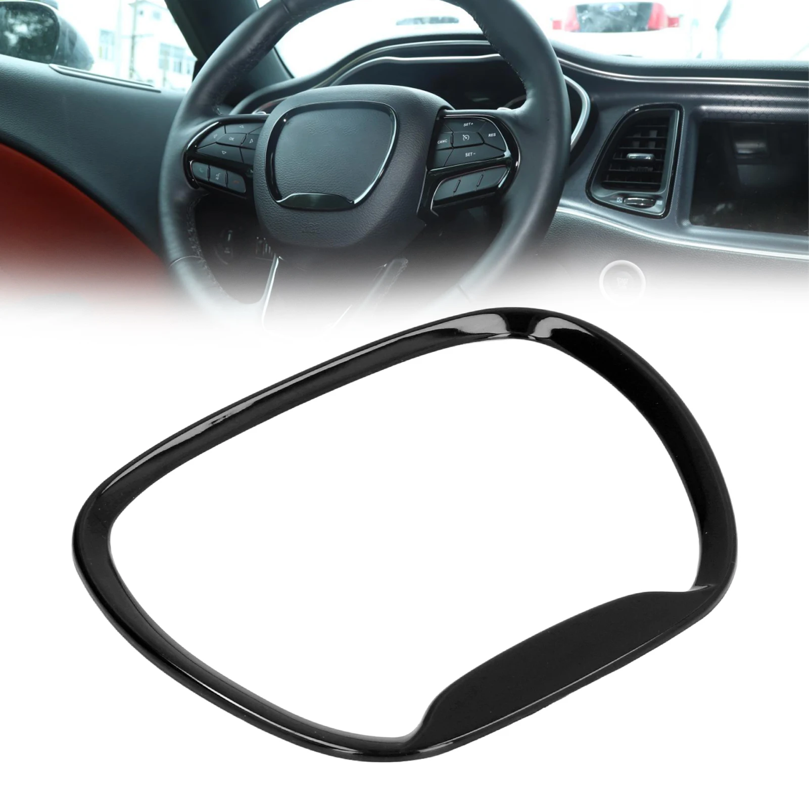 

Car Steering Wheel Frame Trim ABS Steering Wheel Sticker Replacement For Jeep Grand Cherokee SRT8 2014‑2019