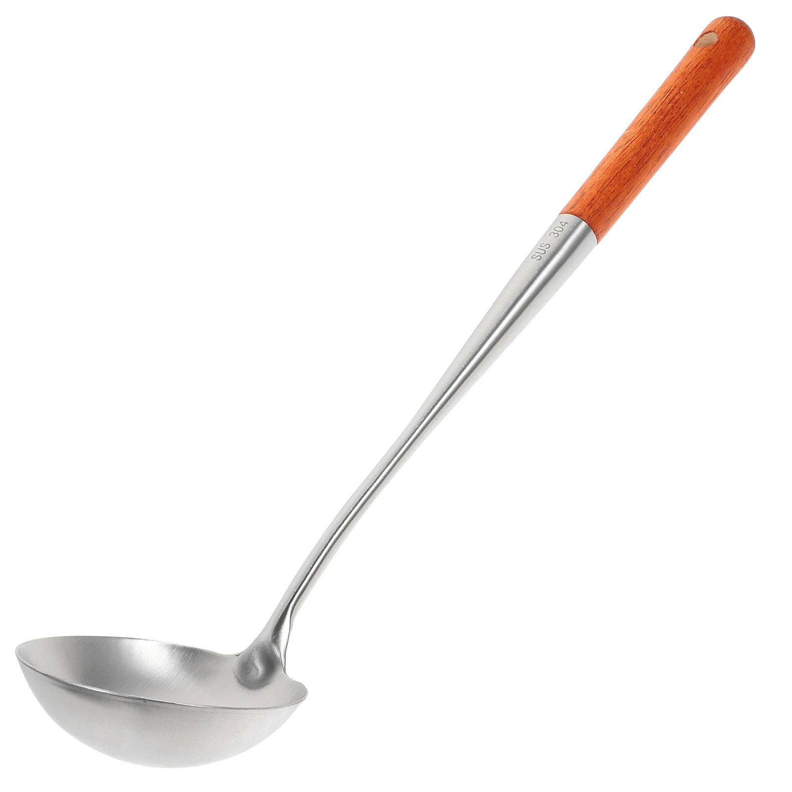 

Stainless Steel and Beech Wood Porridge Spoon Smooth Surface No Burrs Long Handle Soup Ladle for Home Restaurant Hotel Kitchen