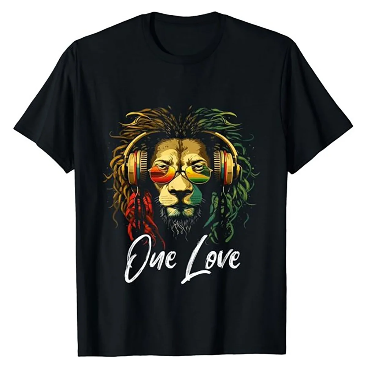 

Rasta Reggae Lion Of Judah Jamaican Music Rastafari One Love T-Shirt 100% Cotton O-Neck Short Sleeve Summer Casual Mens T-shirt