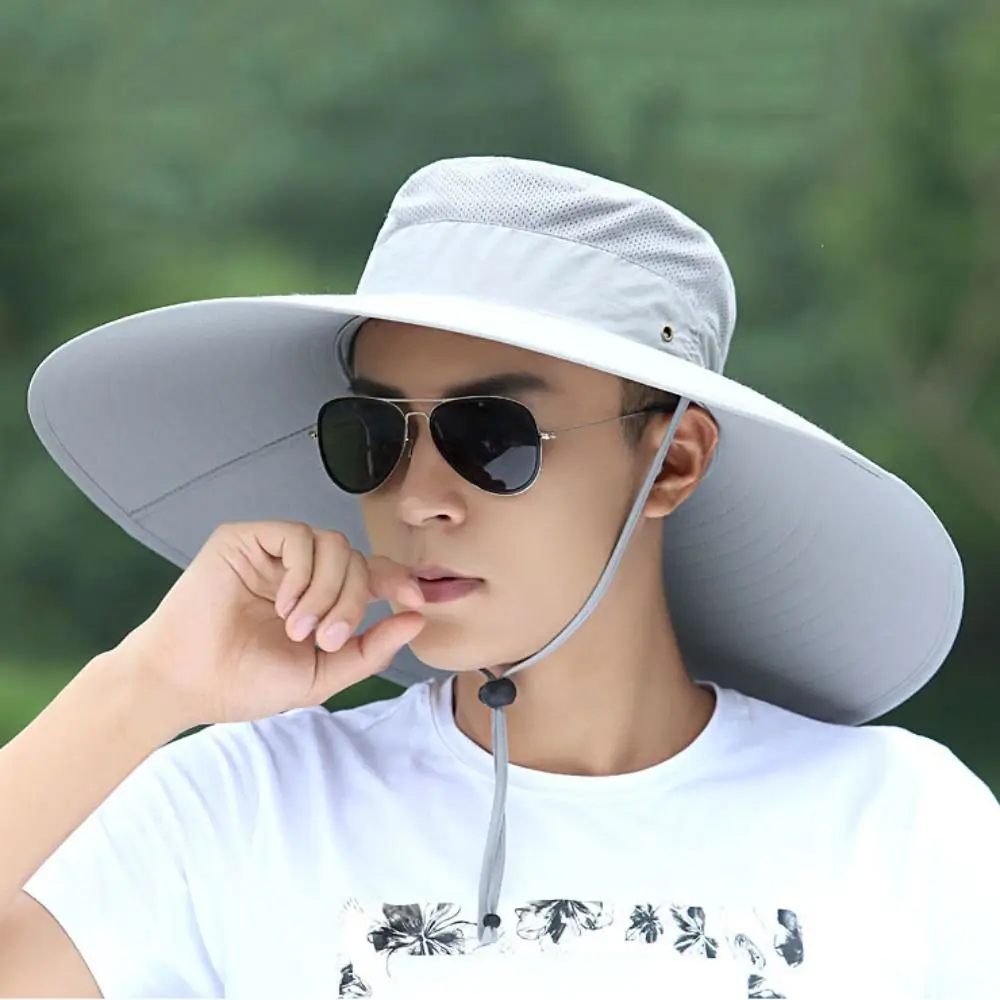 

Simple Nylon Mesh Fisherman Hat Wide Brim UV Protection Hiking Cap Sunscreen Quick-dry Folding Bucket Hat Travel
