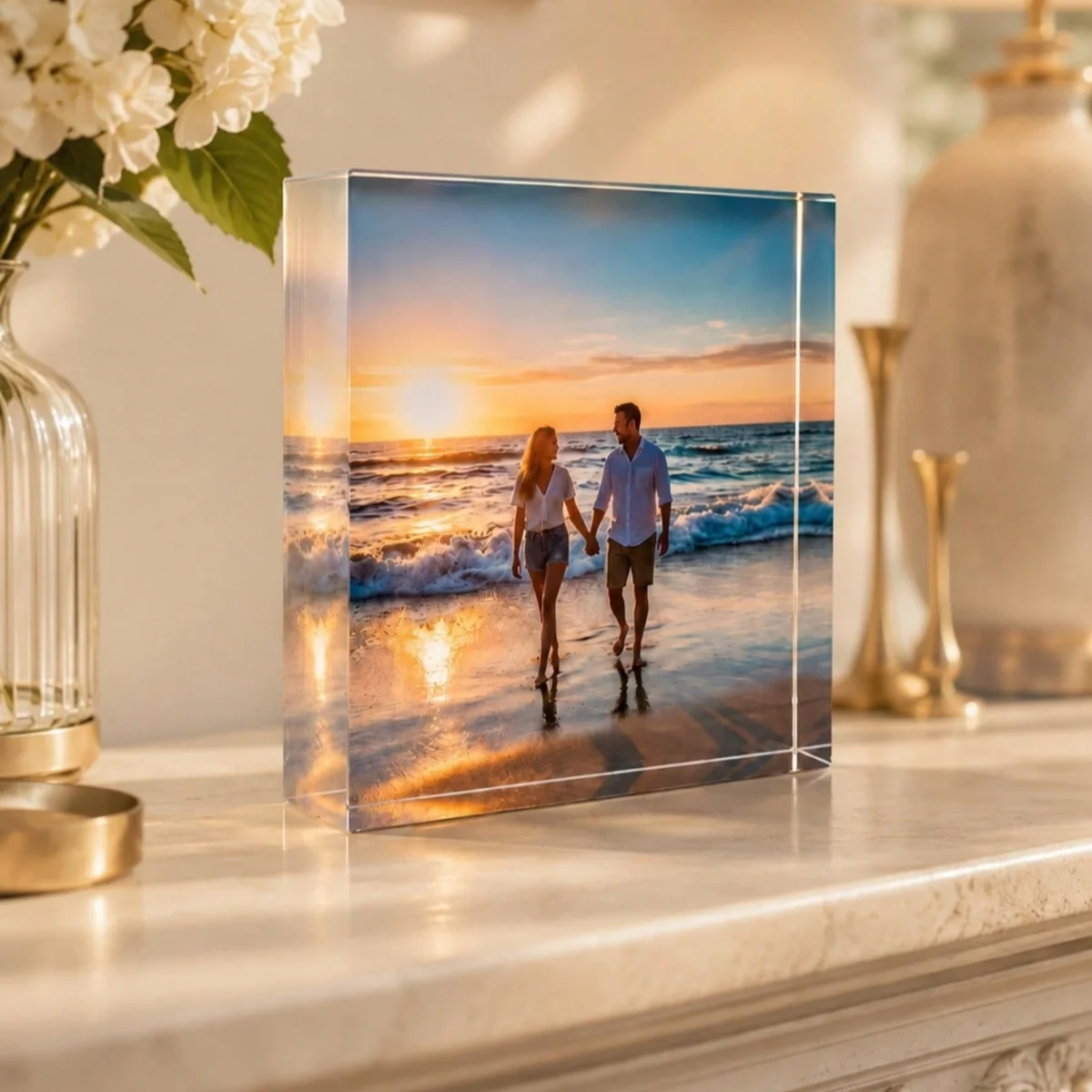 Customized Personalized Acrylic Photo Display Block – A desktop Keepsake; Perfect for Home and Office Décor.