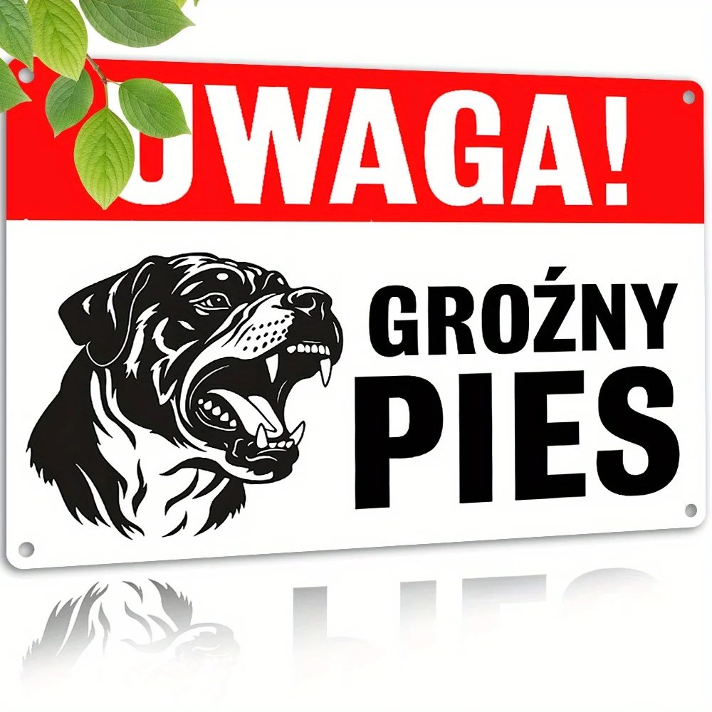 2D Flat, Vintage Metal Sign, Polish Warning Sign 