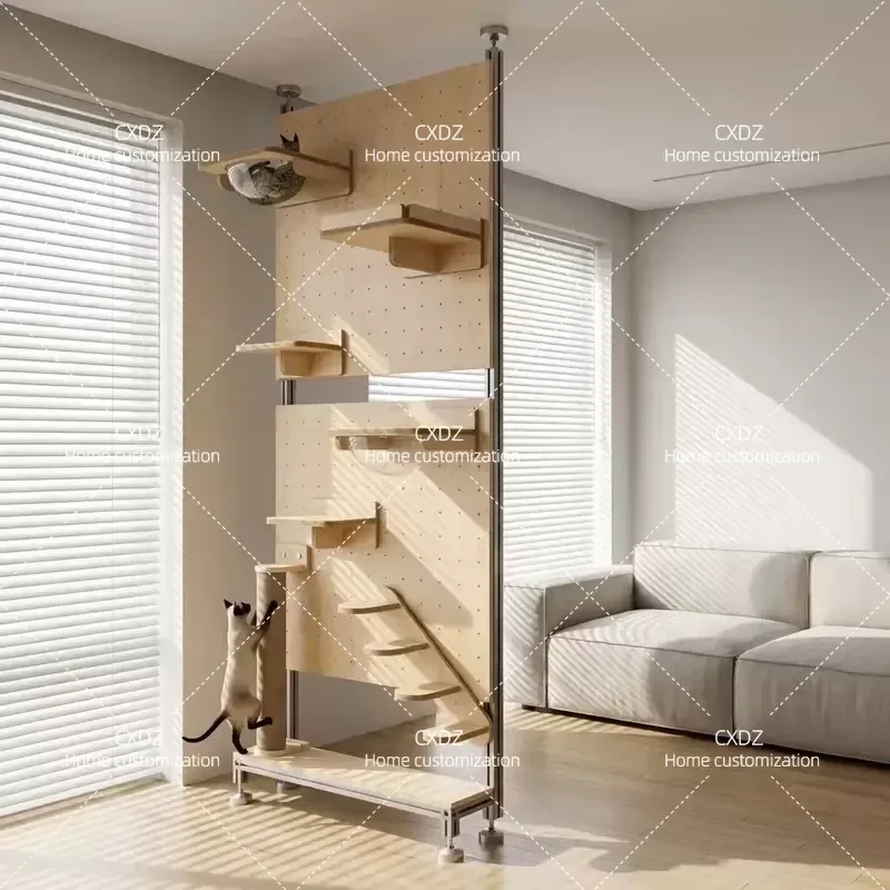 Multifunctional Wall Mounted Cat Climbing Frame Metal Multi Layer Storage Display Rack Removable Hole Board Shelf for Kitten