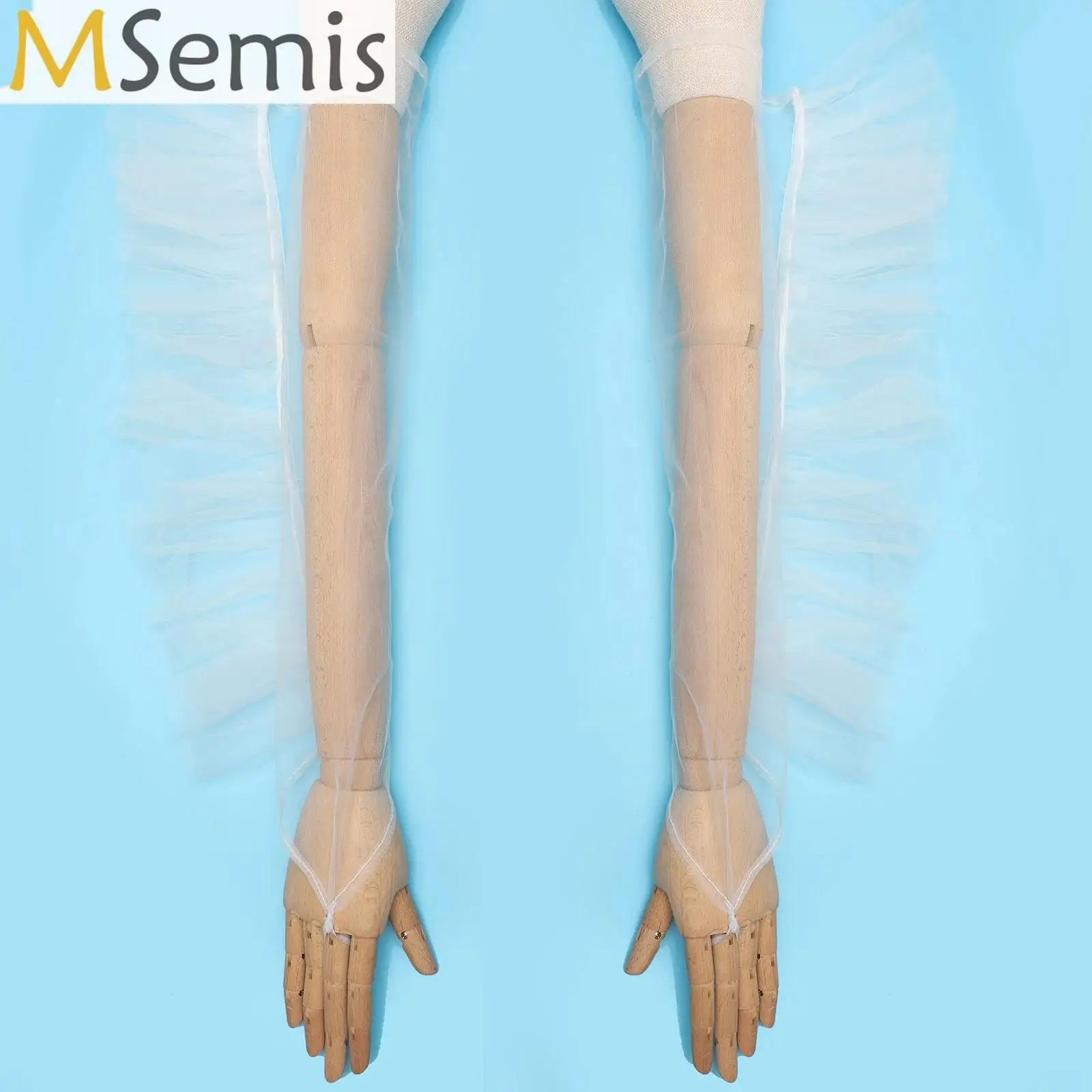 

Vintage 1920s Fingerless Mesh Party Gloves Bride Dress Dinner Cosplay Costume Accessories Ruffled Corrugated Edge Long Gloves