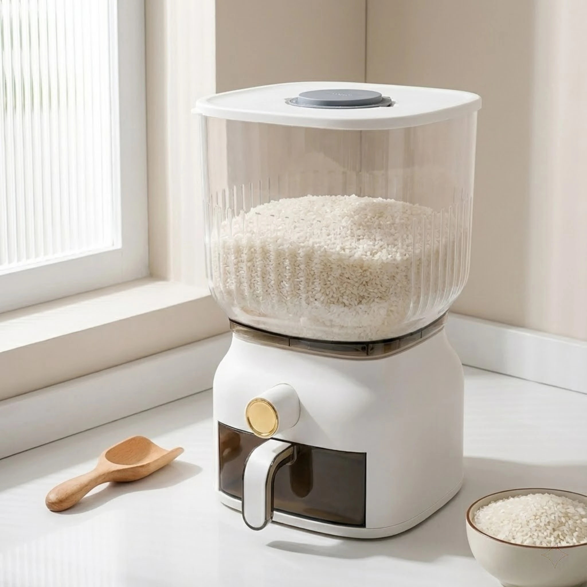 

Airtight Rice Storage Container with Time Scale Lid Insect-Proof Moisture-Proof Grain Bin for Countertop