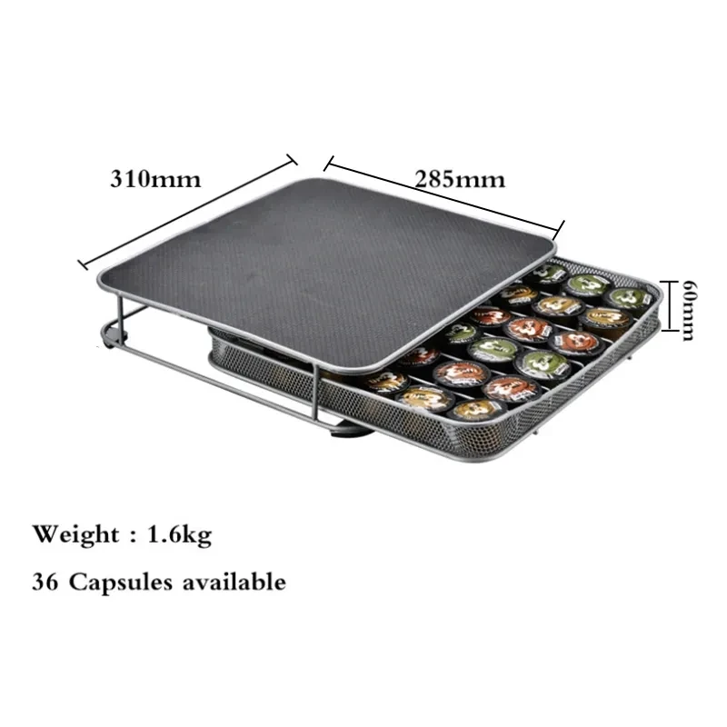 Coffee Pod Drawer Holds 36 Caffitaly Dolce Gusto Pod Machines Stainless Steel Frame Coffee Machines Capsules Storage Drawer