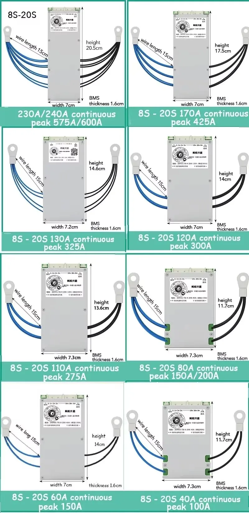 Smart 7S ~ 20S 16S 22S ANT BMS Lifepo4 li-ion LTO Battery Protection Board 100A 300A 80A 600A Bluetooth APP 10S 13S 14S Balance