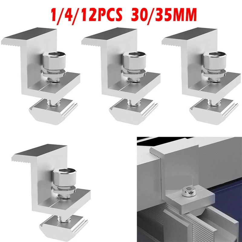 Braçadeira de suporte ajustável para painel solar, clipe de montagem, braçadeira de extremidade solar 35mm para fixação de painel solar, durável, fácil de usar