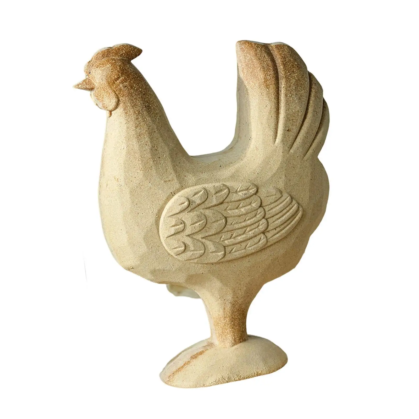 Unfinished Wooden Hen Statue Animal Ornament Paintable Sculpture Wood Craft for Rustic Home Decoration
