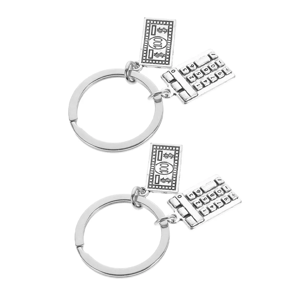 2Pcs Calculator Keychain Accountant Charm Stylish Graduation Present Financial Analyst Accessory Gift