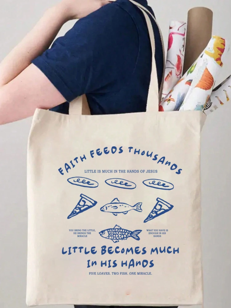 1pc Retro Pop Art Design Durable Foldable Shopping Shopper Handbag Sardine Can Tote Bag Women Shoulder Bags No Zipper Canvas Bag