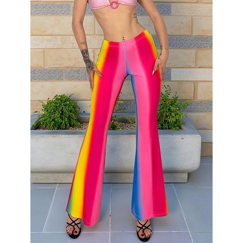 2026  Printed flared pants for teenagers aged 7-16, suitable for daily street casual wear, suitable for all seasons