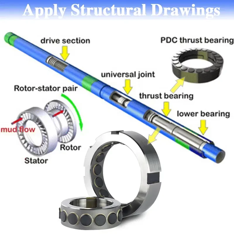PDC Thrust Polycrystalline Diamond Bearings Downhole Mud Motor Radial Bearing Hard Alloy Steel Bearings for Oil and