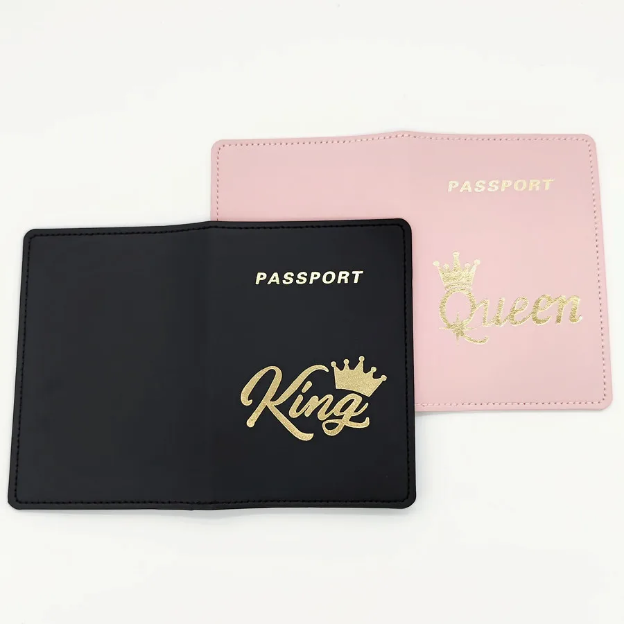 2 pezzi/set QUEEN KING Amanti/Coppie Accessori da viaggio in PU Custodia per passaporto/Cover/Supporto per donne o uomini