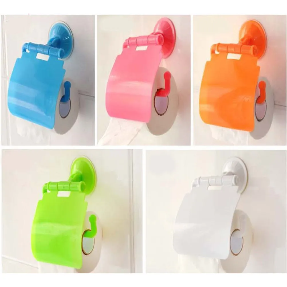 Sucker Tissue Paper Holder Bathroom Plastic Cover U-Type Design Roll Storage Box Toilet Paper Roll Waterproof