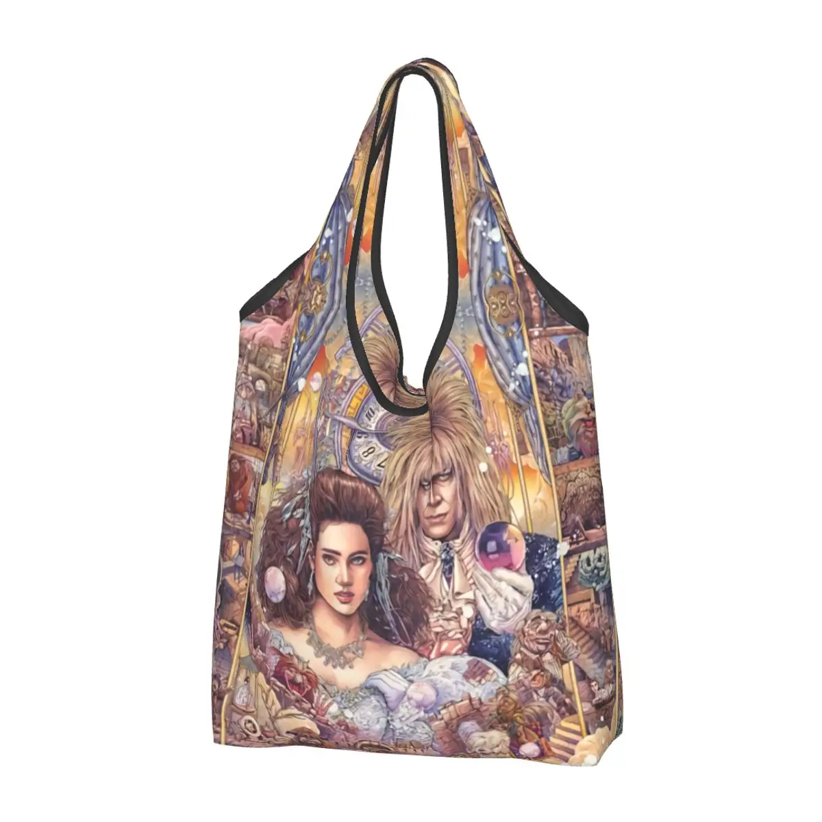 Custom Fantasy Film Labyrinth Groceries Shopping Bags Shopper Tote Shoulder Bag Portable Jareth The Goblin King Movie Handbag