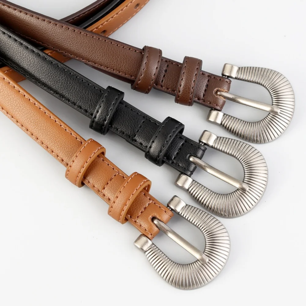 高級金属バックルレザーベルト女性のための秋冬薄いコート装飾ウエストベルトスムーズバックルパンクベルト